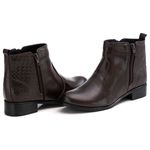 Bota Cano Baixo Feminina Casual Tramado Fecho 2 Zíper Ranster - F252 - Café