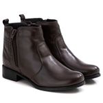 Bota Cano Baixo Feminina Casual Tramado Fecho 2 Zíper Ranster - F252 - Café