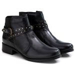 Bota Cano Baixo Feminina Casual Stripes Fecho Elástico Ranster - F253 - Preto