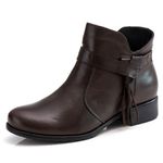 Bota Cano Baixo Feminina Casual Fringe Fecho Zíper Ranster - F254 - Café