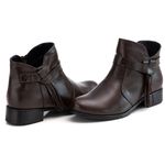 Bota Cano Baixo Feminina Casual Fringe Fecho Zíper Ranster - F254 - Café