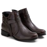 Bota Cano Baixo Feminina Casual Fringe Fecho Zíper Ranster - F254 - Café