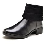 Bota Feminina Couro Legítimo Cano Suede Canadian Reta Oposta - F3000 - Preto