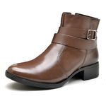 Bota Feminina Couro Legítimo Fivela Canadian Reta Oposta - F3001 - Café