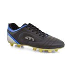 Chuteira Masculina em Couro Trava Fixa Flex EGM - Preto Azul