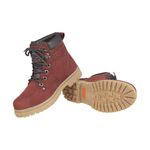 Bota Adventure Cano Médio Couro Nobuck Azimute - Pedra - Vermelho