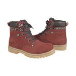 Bota Adventure Cano Médio Couro Nobuck Azimute - Pedra - Vermelho