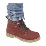 Bota Adventure Cano Médio Couro Nobuck Azimute - Pedra - Vermelho