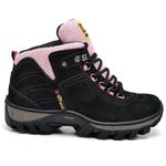 Tênis Adventure Feminino Couro Legítimo Front Trekking Stop Boots - R16 - Preto Rosa