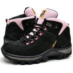 Tênis Adventure Feminino Couro Legítimo Front Trekking Stop Boots - R16 - Preto Rosa