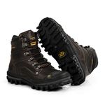 Bota Adventure Couro Legítimo Látego Bico Diamante Trekking Stop Boots - R34 - Café