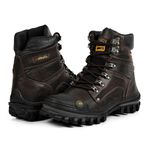 Bota Adventure Couro Legítimo Látego Bico Diamante Trekking Stop Boots - R34 - Café