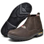 Botina Linha Profissional Couro Legítimo Nobuck New Stop Boots- R37 - Café