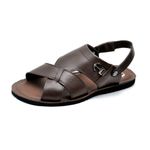 Sandália Chinelo Masculino Âncora Couro Legitimo Linha Conforto Reta Oposta- 701- Café