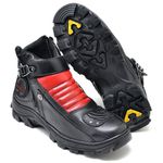 Bota Motociclista Com Protetor Couro Legítimo Racing Fakcini - 471- Preto Vermelho