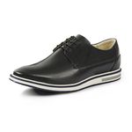 Sapato Casual Masculino Derby Couro Legítimo Kingdom Reverso - 1130 - Preto