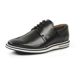 Sapato Casual Masculino Derby Couro Mestiço Reverso - 1100 - Preto