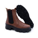 Bota Feminina Coturno Trattor Couro DIfranca - 29000 - Camel