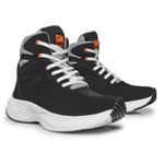 Tênis Casual Cano Alto Masculino Couro - 207 - Preto Laranja 