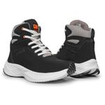 Tênis Casual Cano Alto Masculino Couro - 207 - Preto Laranja 