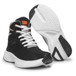 Tênis Casual Cano Alto Masculino Couro - 207 - Preto Laranja 