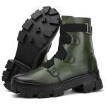 Bota Feminina Coturno Tratorado Verde Couro DIfranca - 9052