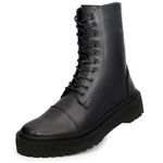 Bota Feminina Coturno Long Street Preto Couro DIfranca - 9042