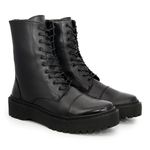 Bota Feminina Coturno Long Street Preto Couro DIfranca - 9042