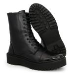 Bota Feminina Coturno Long Street Preto Couro DIfranca - 9042