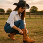 Bota Feminina Texana Whisky Couro DIfranca - 6169