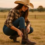 Bota Feminina Texana Café Couro DIfranca - 6169