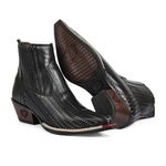 Bota Country Masculina Bico Fino Western Couro Legitimo Detalhe Laser Fakcini - 3012 - Preto