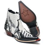 Bota Country Masculina Bico Fino Western Couro Legitimo Detalhe Cobra Fakcini - 3011 - Gelo
