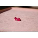 Brinco Coração Pedra Fusion Turmalina Rosa em Banho De Ouro18k 