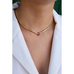 Conjunto Luxo Gota na Pedra Fusion Turmalina Rosa em Banho de Ouro18K.