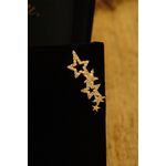 Brinco Ear Cuff Stars Todo Cravejado com Zircônias em Banho de Ouro18K.