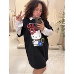 VESTIDO CAMISETÃO - HELLO KITTY PRETO 