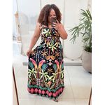 VESTIDO TROPICAL LONGO - PRETO