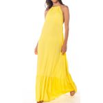 Vestido Longo Frente Única Amarelo