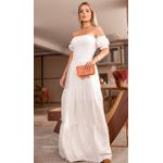 Vestido Longo Lastex Ciganinha Branco