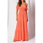 Vestido Longo Lastex Ciganinha Coral