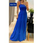 Vestido Lastex Alça Longo Azul