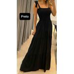 Vestido Lastex Alça Longo Preto