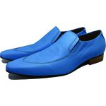 Sapato Masculino Italiano em Couro Social Executivo Azul Nietzche Bico Fino Ref: 243 Azul