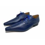 Sapato Masculino Italiano em Couro Social Executivo Azul Maurice Bico Fino Ref: 301 Azul
