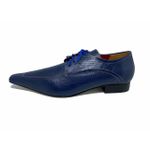 Sapato Masculino Italiano em Couro Social Executivo Azul Maurice Bico Fino Ref: 301 Azul
