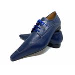 Sapato Masculino Italiano em Couro Social Executivo Azul Maurice Bico Fino Ref: 301 Azul