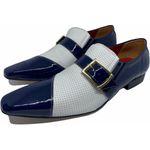 Sapato Masculino Italiano em Couro Social Executivo Azul Words Bico Fino Ref: 302 Azul