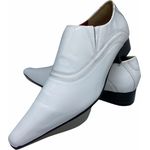 Sapato Masculino Italiano em Couro Social Executivo Branco Baudelaire Bico Fino Ref: 314 Branco