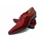 Sapato Masculino Italiano em Couro Social Executivo Vermelho Brillient Bico Fino Ref: 316 Vermelho